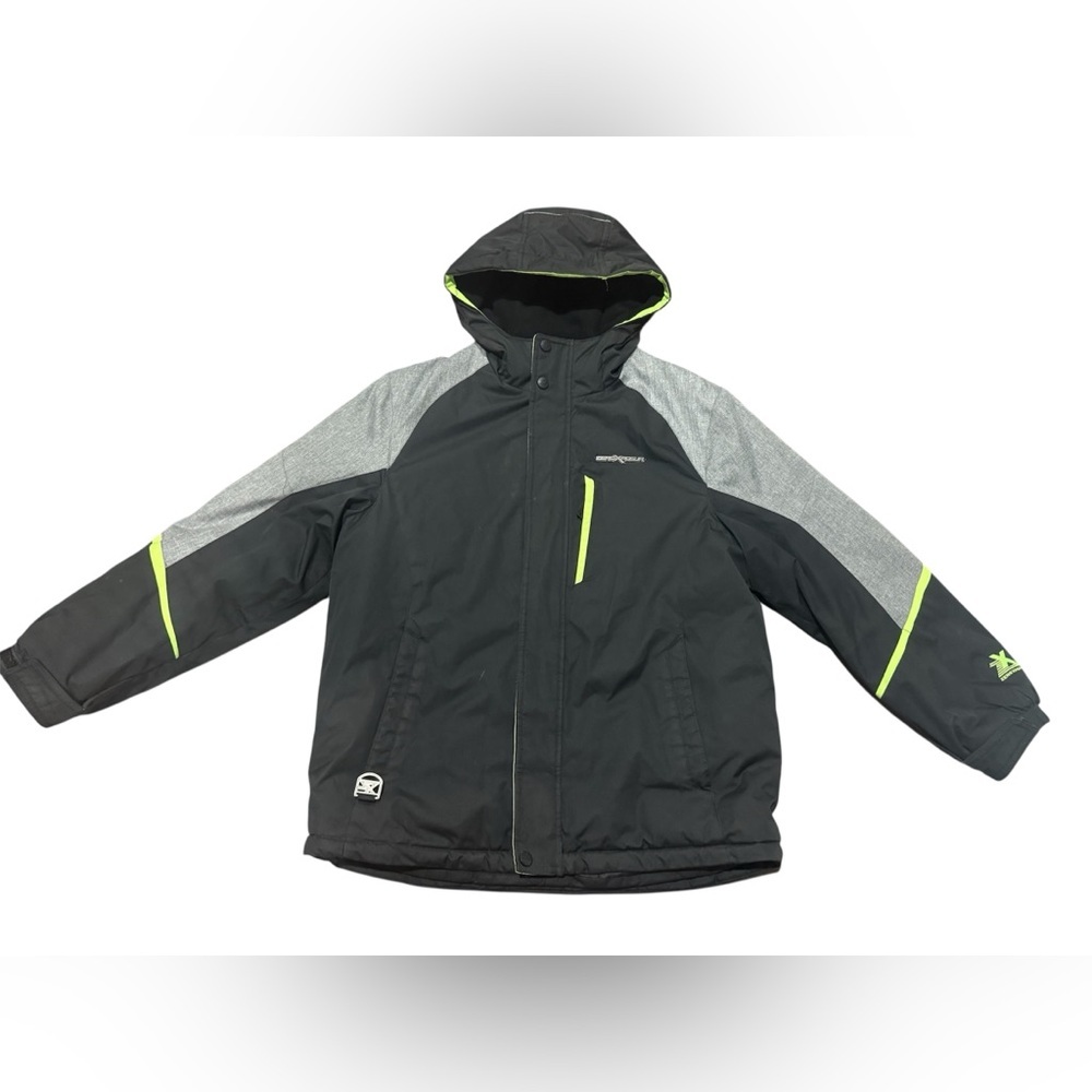ZeroXposur Boys Winter Jacket Size Large 14/16 Hooded Pockets Black Gray